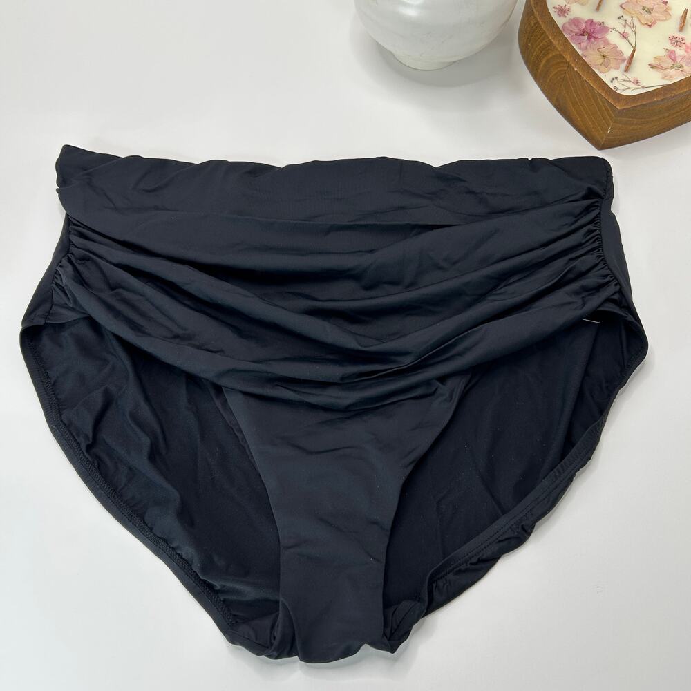 Lauren Ralph Lauren Shirred Bikini Bottoms Black Women's Plus Size 20W NWT